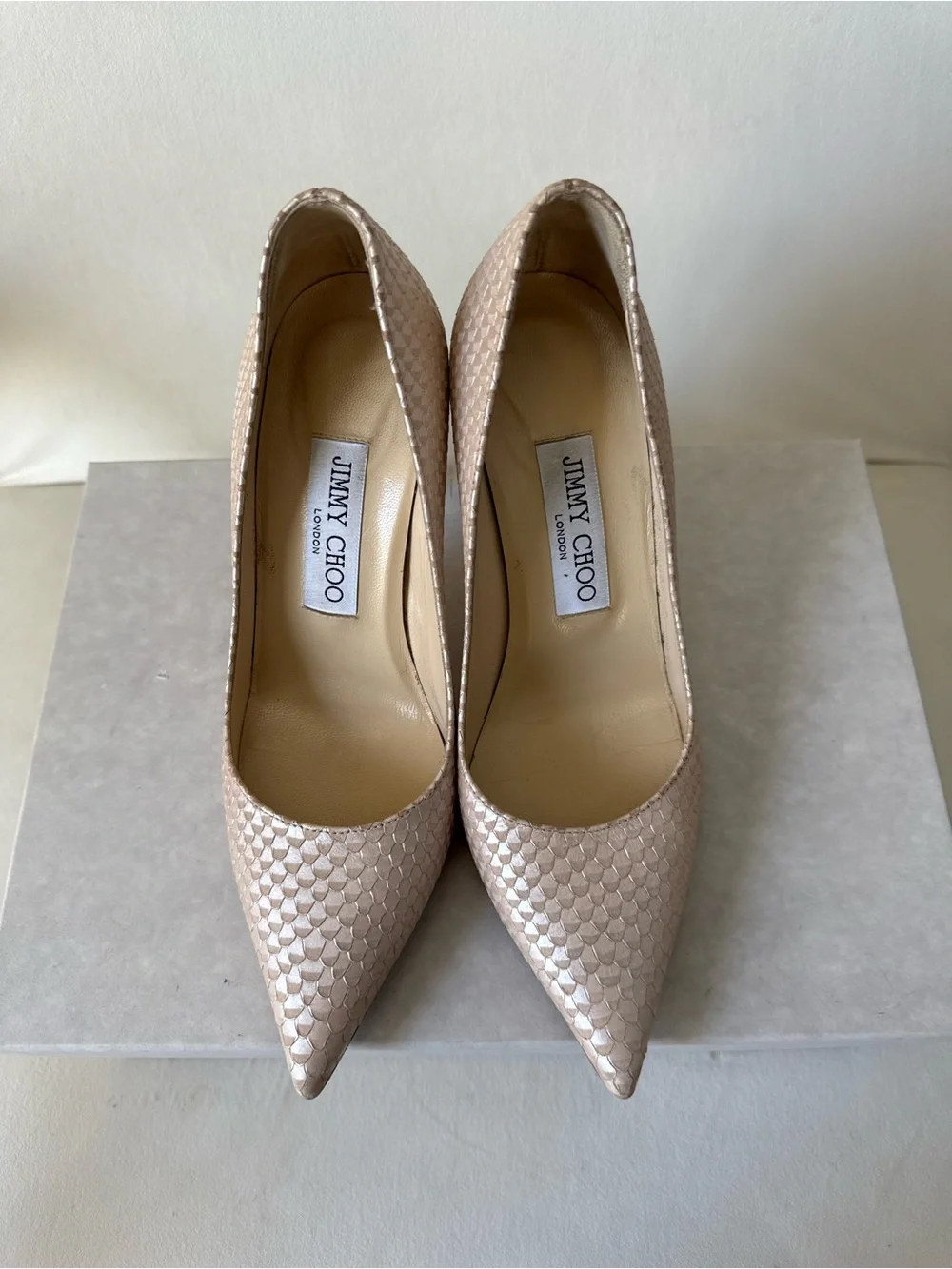 Jimmy Choo Beige/Nude Snakeskin Pointed-Toe Pumps
